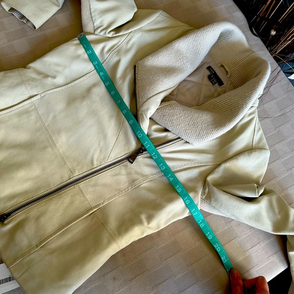 Vince 100% Goat Leather Ribbed Collar Asymmetrical Moto Biker Jacket - Picture 15 of 16